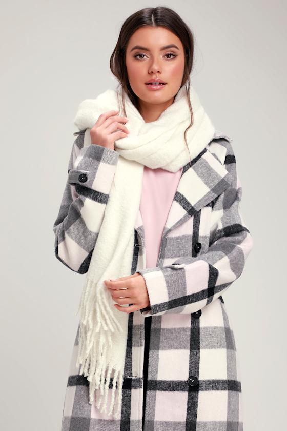 Cute White Scarf White Knit Scarf Cozy Knit Scarf Lulus