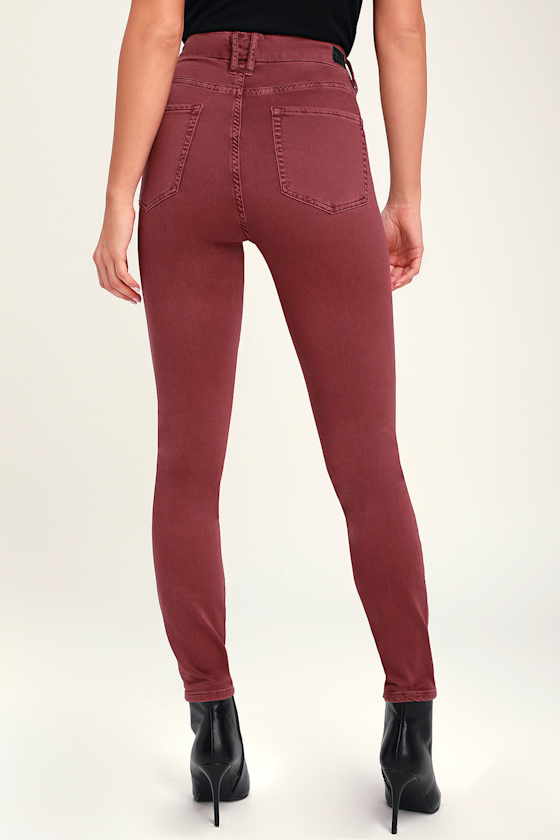 Carrgrove Washed Burgundy High-Waisted Skinny Jeans 2