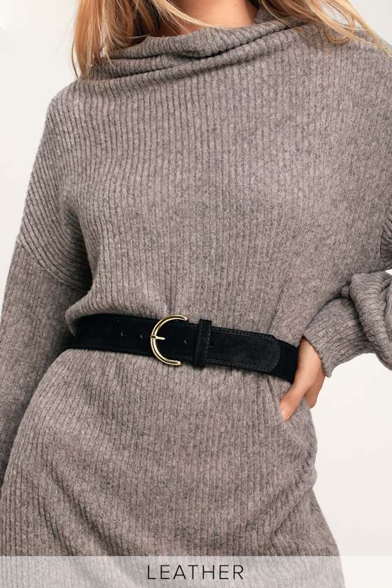 Atlas Black Suede Leather Belt 1