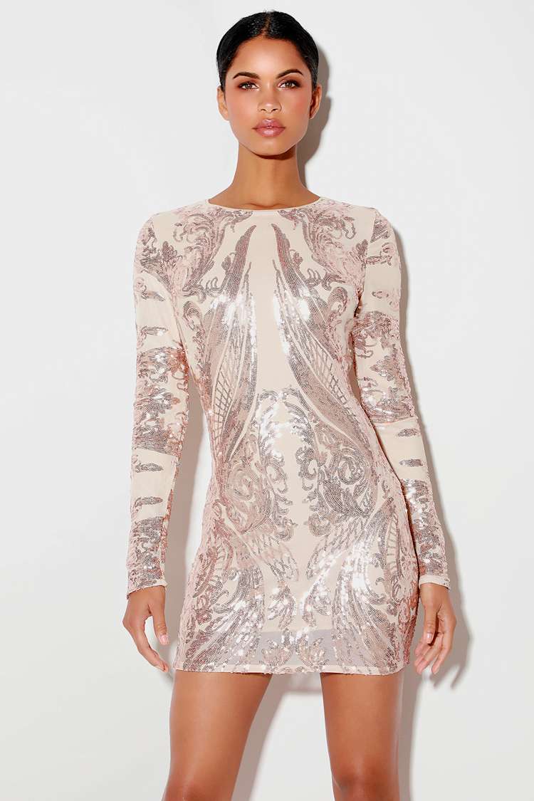 Stunning Rose Gold Dress - Sequin Dress - Bodycon Dress - Dress - Lulus
