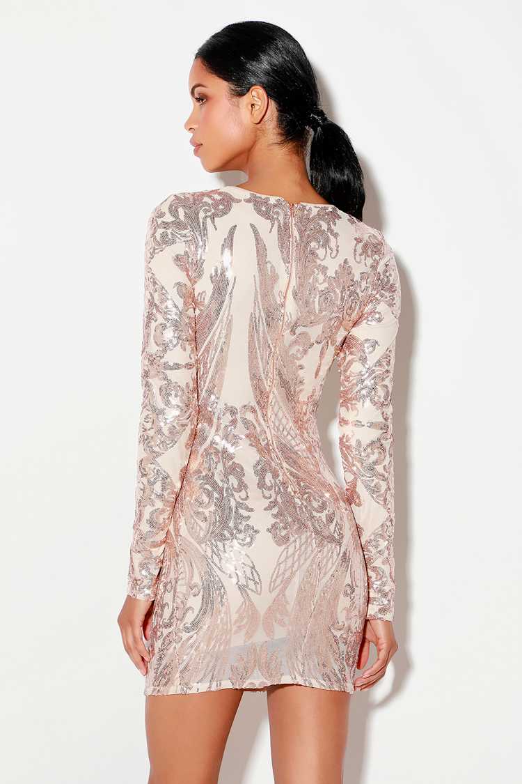 Stunning Rose Gold Dress - Sequin Dress - Bodycon Dress - Dress - Lulus