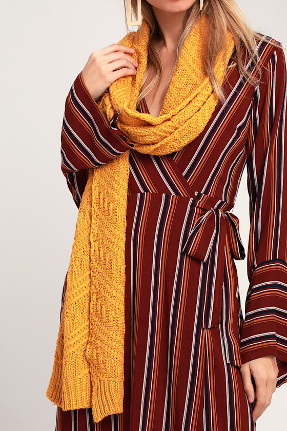 Cute Mustard Yellow Scarf Knit Scarf Long Scarf Scarf Lulus