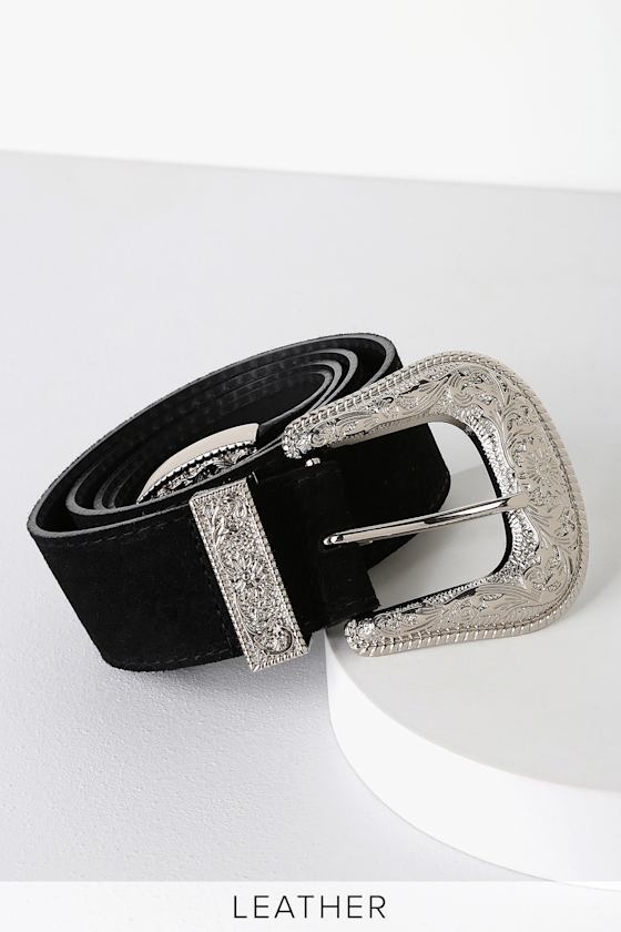 Ranger Silver and Black Suede Leather Belt 1