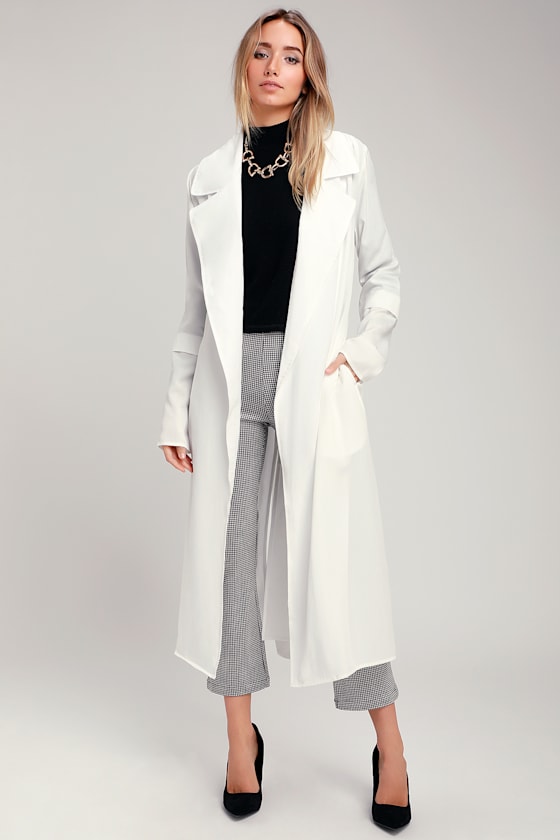White Trench Coat Lightweight Trench Coat Midi Trench Coat Lulus