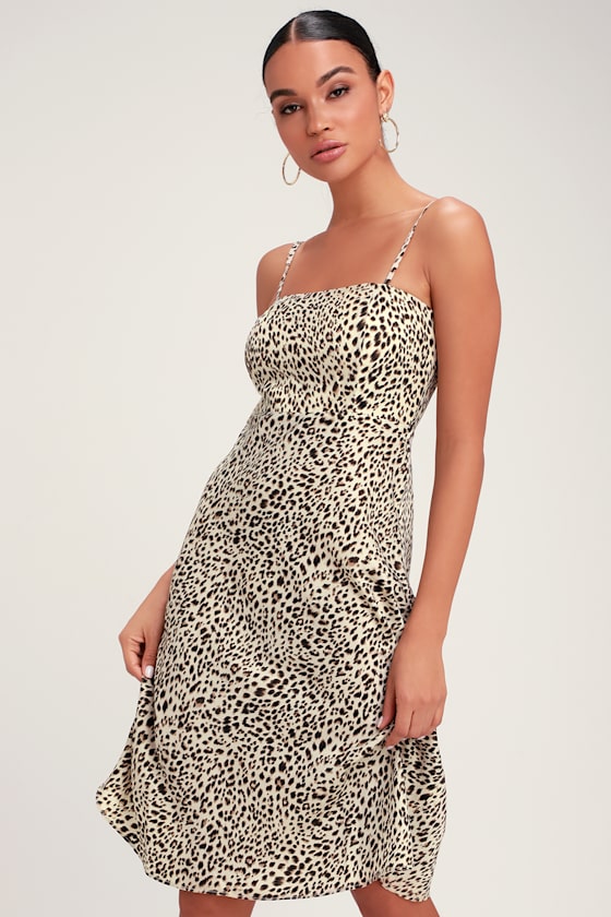 Wild Child Beige Leopard Print Midi Dress 2