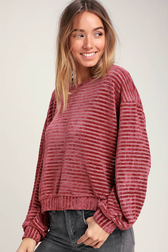 Ashlynn Mauve Chenille Striped Sweater 4