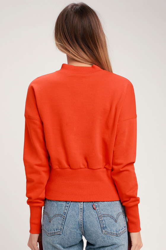 Download Cute Sweatshirt - Mock Neck Sweatshirt - Orange Sweatshirt