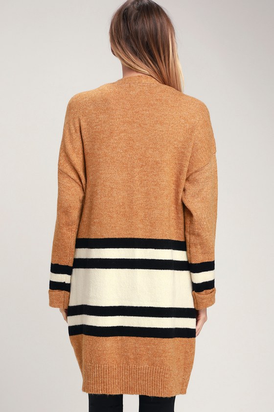 brown striped cardigan