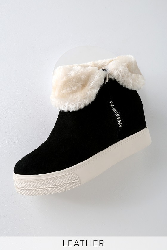 fur lined wedge sneakers