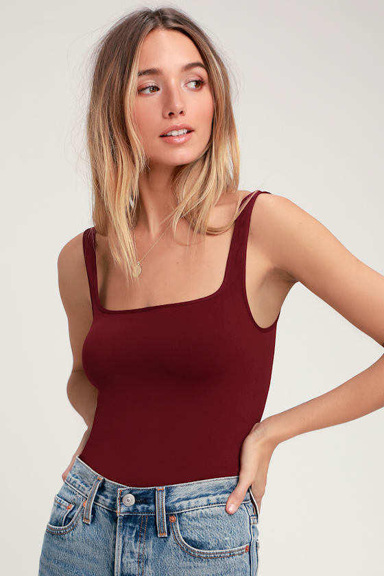 Lulus Basics Burgundy Tank Seamless Tank Top Basic Tank Top