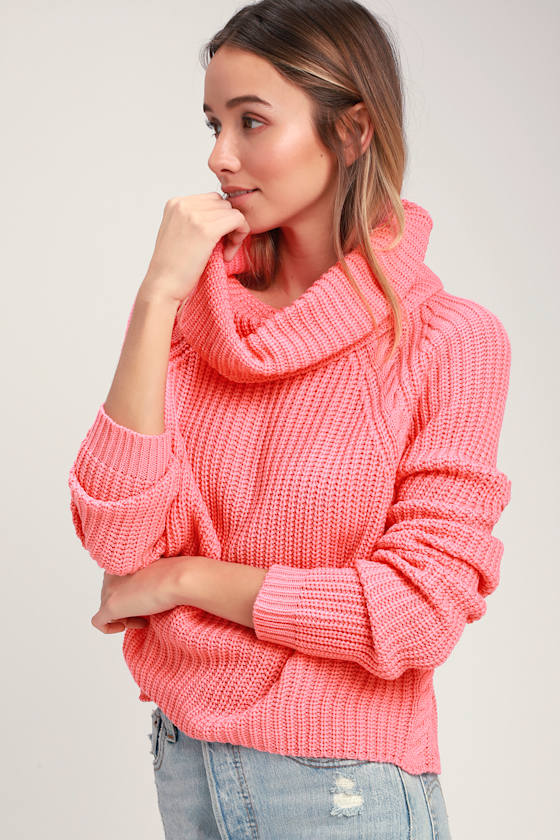 Anzen Coral Pink Cowl Neck Sweater 2