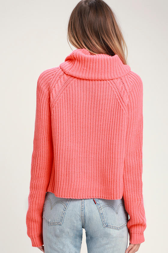 Anzen Coral Pink Cowl Neck Sweater 4