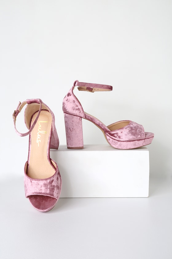 light pink velvet heels