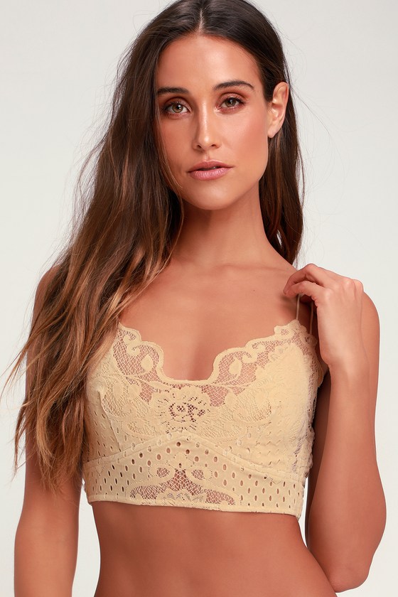 Madonna Cream Velvet Lace Bralette