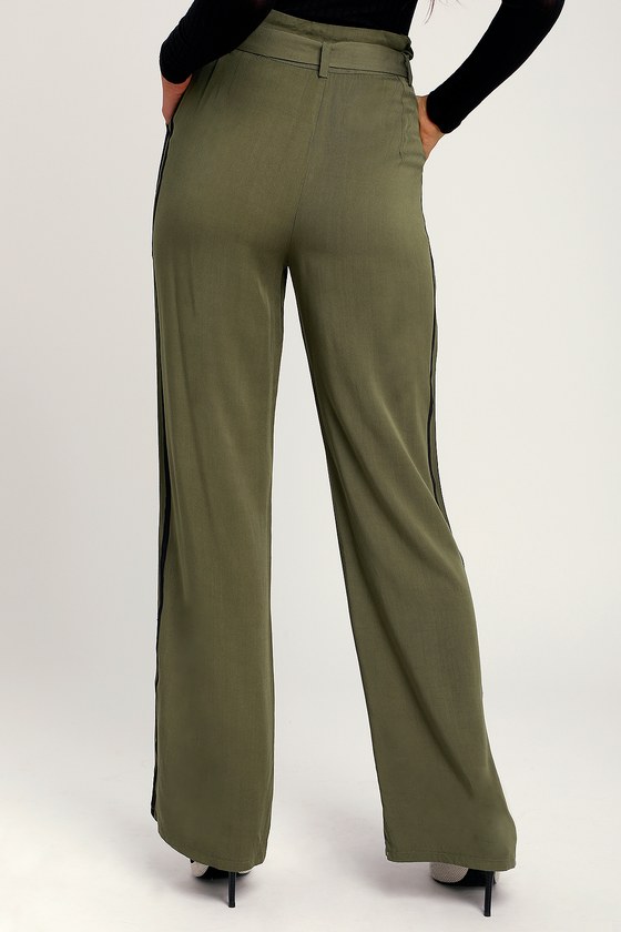 wide leg olive green pants
