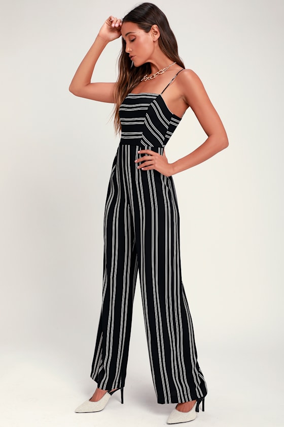 Neena Black and White Striped Jumpsuit 4