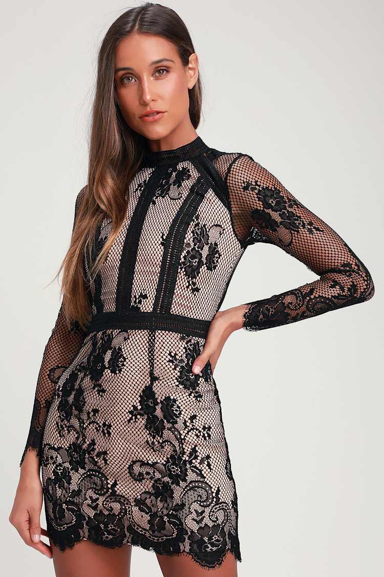 Ryse Samson - Nude and Black Lace Dress - Lace Bodycon Dress - Lulus Ryse Samson - Nude and Black Lace Dress - Lace Bodycon Dress - Lulus