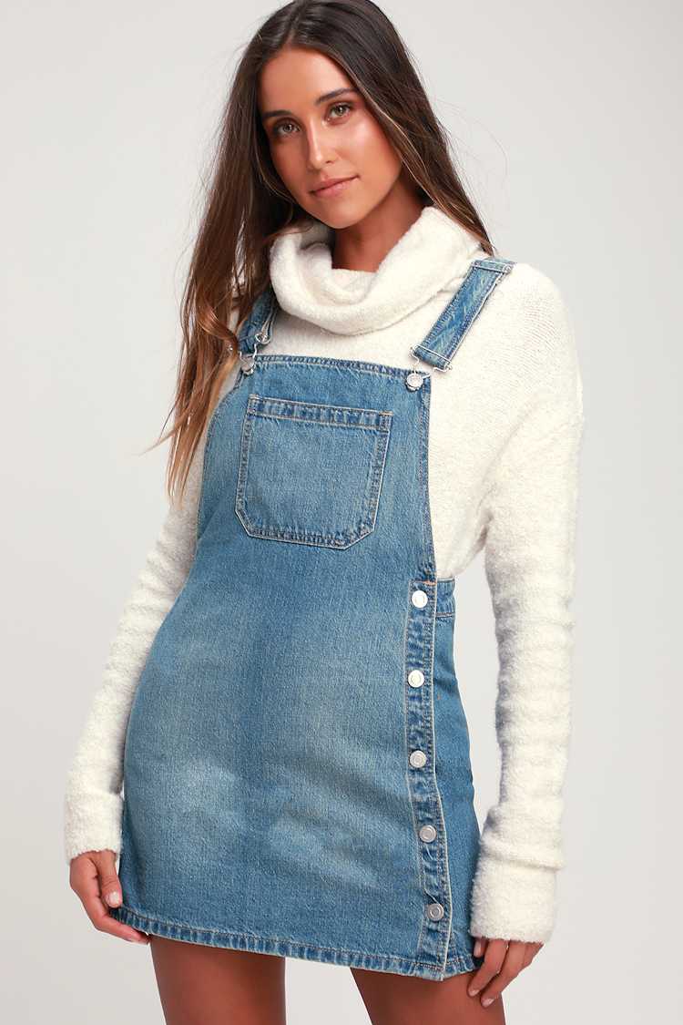 free people denim overall dress Louise - Light Wash Skirtall - 2024 Receivings These stunning barrell overalls SHORT DRESS WITH BOW Edie denim Size:8.5EEE