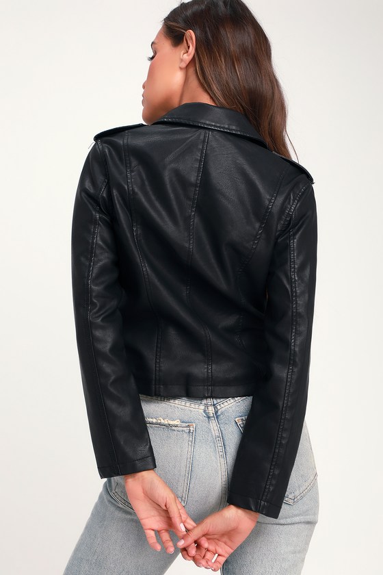Chic Black Vegan Leather Moto Jacket - Faux Fur-Lined Moto Jacket - Lulus