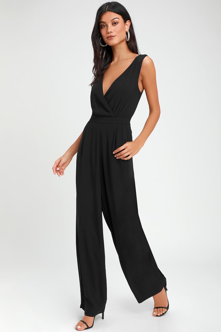 Kiska Black Lace Wide-Leg Jumpsuit