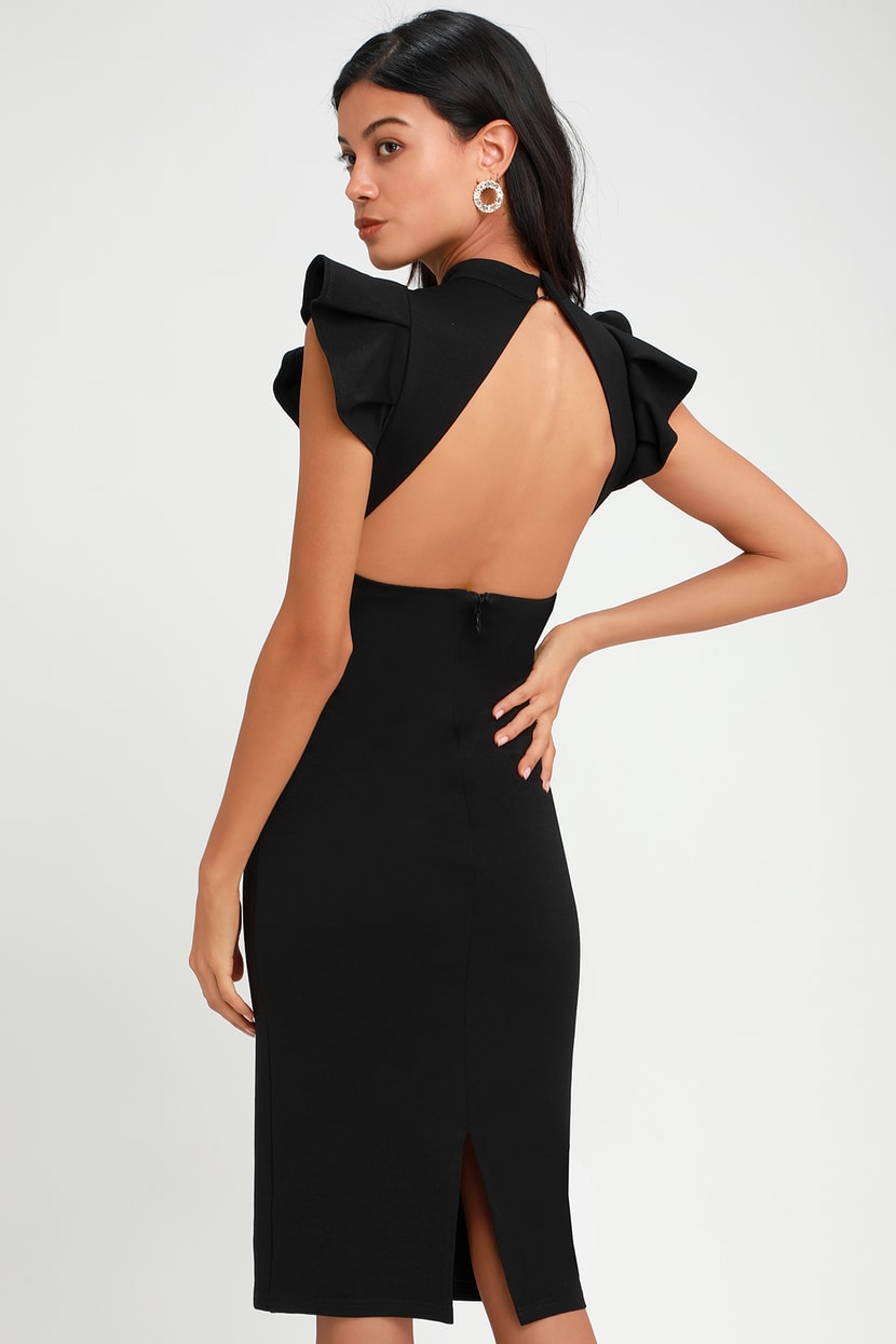 Chic Black Dress - Backless Dress - Midi Dress - Bodycon Dress - Lulus