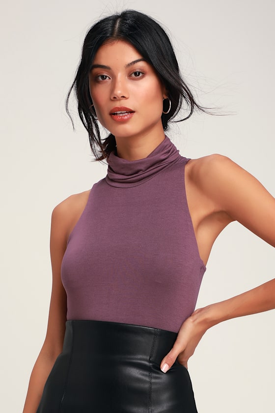 Alive and Kicking Mauve Purple Sleeveless Turtleneck Top 3