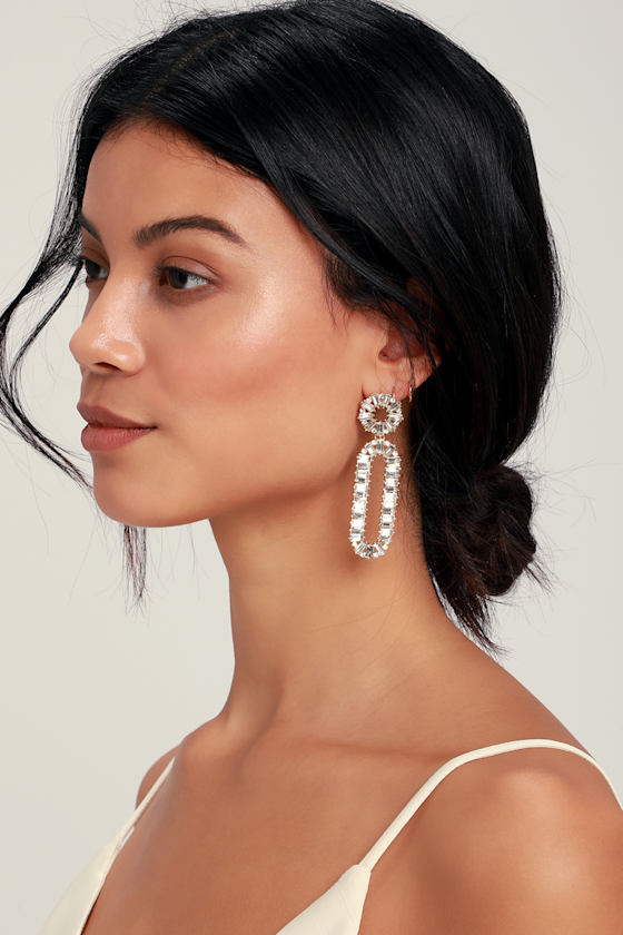 Loving You Gold Rhinestone Earrings 1