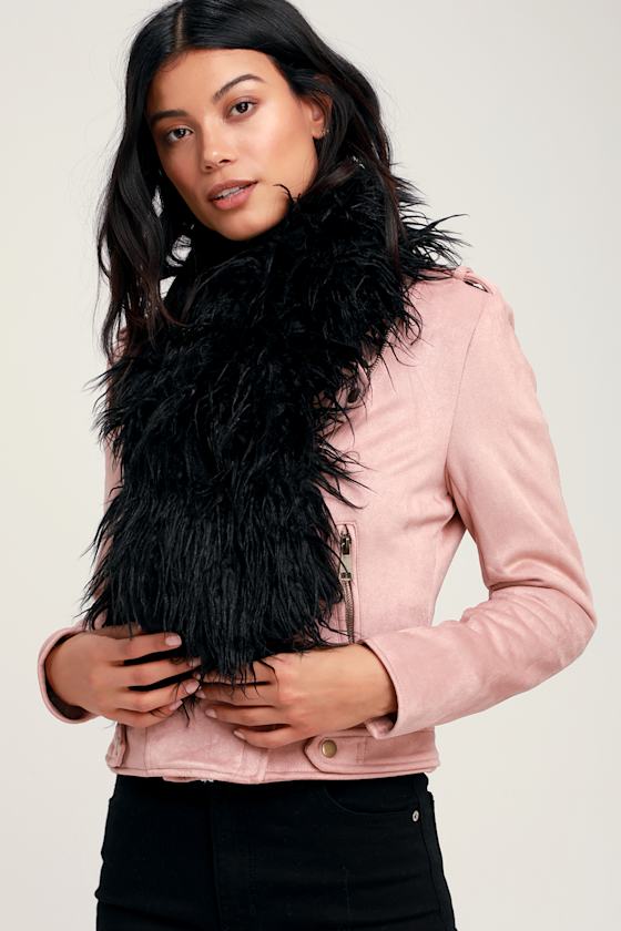 Mercato Black Fuzzy Faux Fur Stole 1