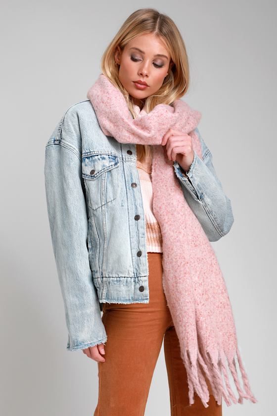 Cold Outside Pink Knit Scarf 3
