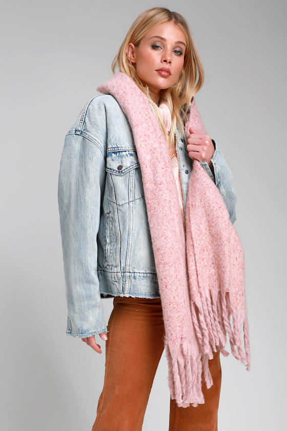 Cold Outside Pink Knit Scarf 2