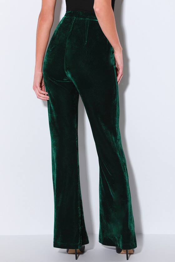 green velvet high waisted pants