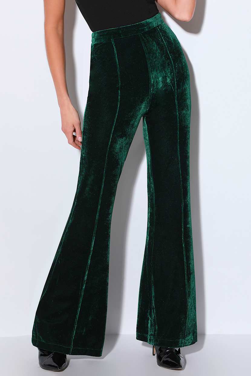 Chic Forest Green Pants - Velvet Pants - Flare Pants - Pants - Lulus