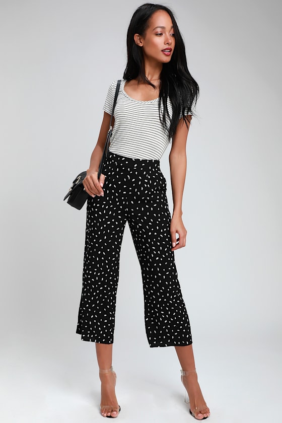 Black And White Print Pants.Cute Black Pants - Black and White Print Pants - Cropped Pants - Lulus