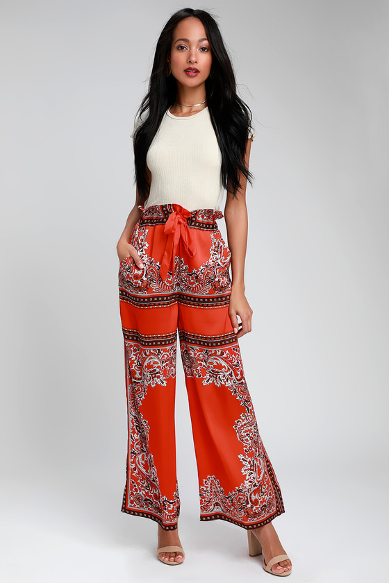 Boho Pants - Red Pants - Bandana Print Pants - Wide-Leg Pants - Lulus