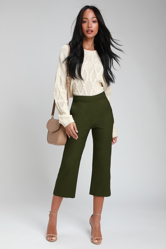 Classic Olive Green Pants - Cropped Pants - Trouser Pants - Lulus