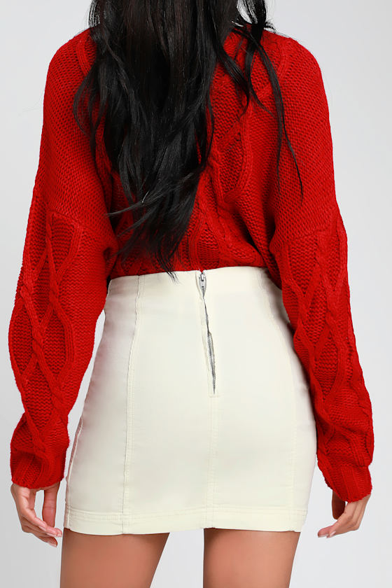 Modern Femme Cream Corduroy Mini Skirt 1