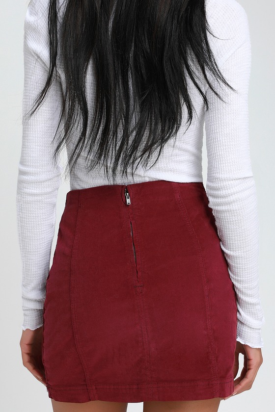 Modern Femme Wine Red Corduroy Mini Skirt