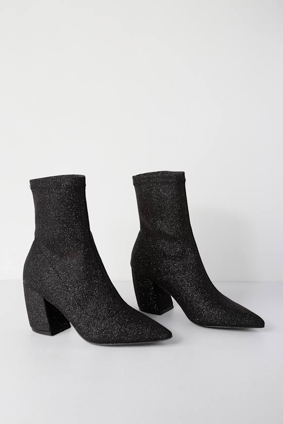 Cool Black Glitter Booties Sparkly Booties Black Booties Lulus