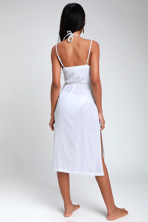 white open front swim cover up