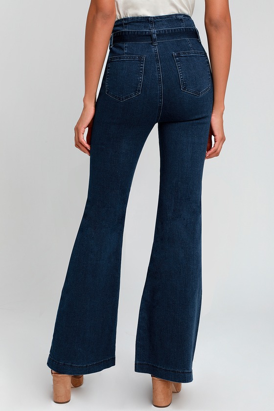 Tie waist flare leg jeans sale