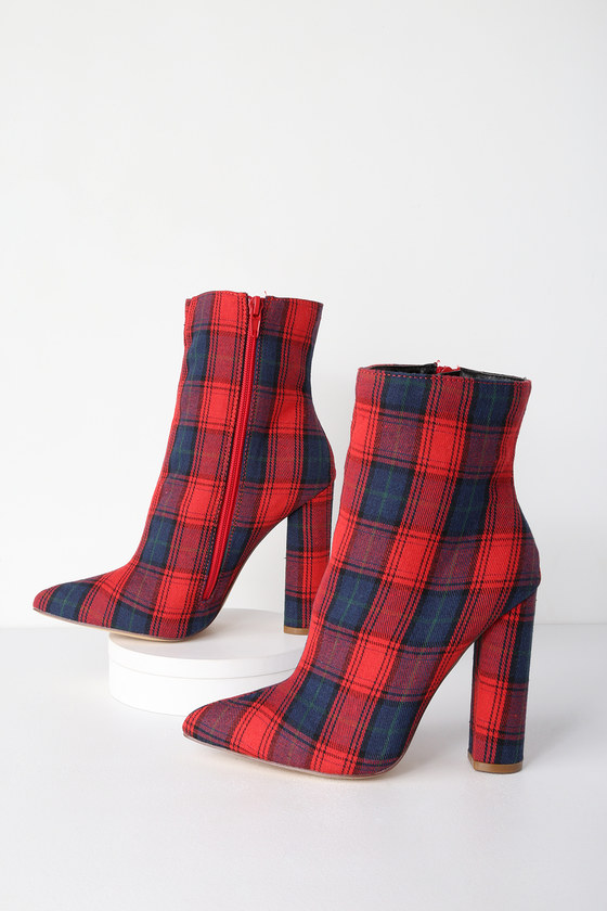 red mid calf booties