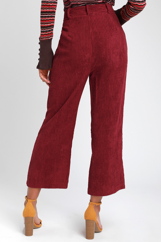 Cute Burgundy Pants - Culotte Pants - Corduroy Pants - Culottes