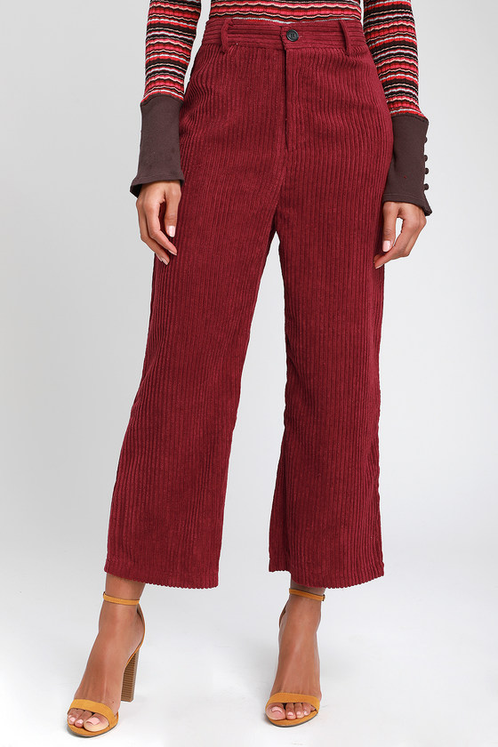 Cute Burgundy Pants - Culotte Pants - Corduroy Pants - Culottes - Lulus