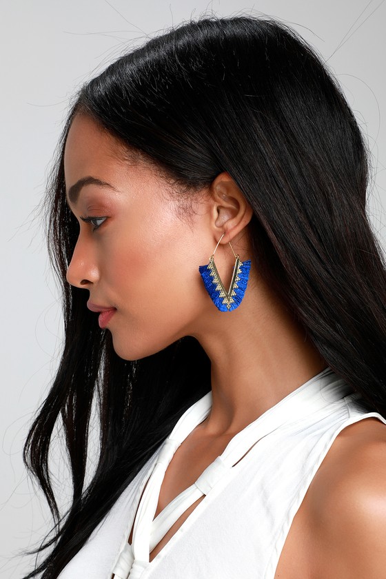 Royal blue tassel earrings