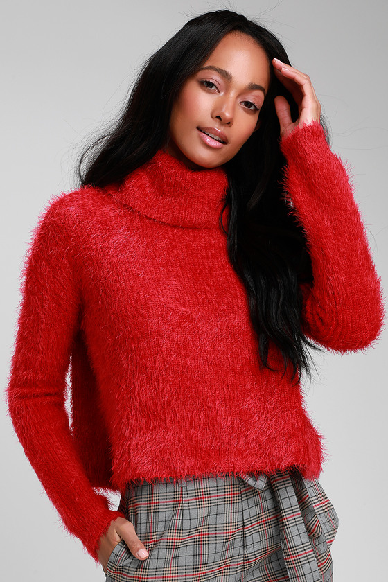 Jack by BB Dakota Bat Your Lashes - Red Sweater - Cropped Sweater - Lulus