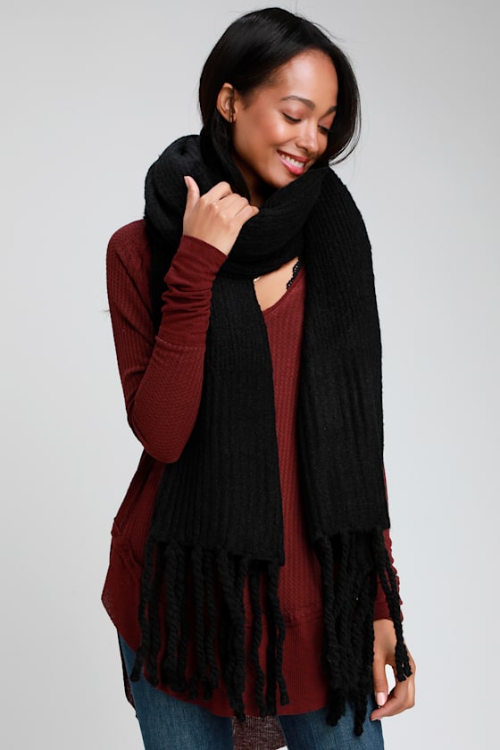 Free People Jaden - Black Scarf - Black Blanket Scarf - Lulus