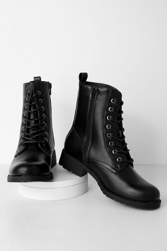 black combat boots with zipper