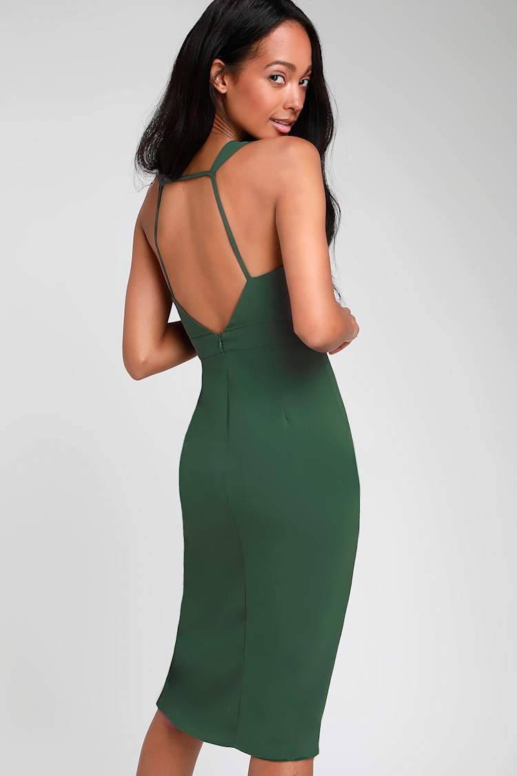 forest green bodycon dress Forest Green Deep V Cap Sleeve Bodycon Ruched Waist Wiggle Dress – Pretty  Kitty Fashion