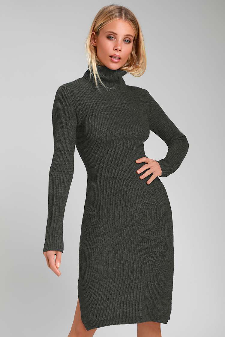 gray and black sweater dress Grey Sweater Dress – Posche By Kim D main image 0