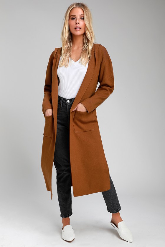 Chic Tan Cardigan - Hooded Cardigan - Longline Cardigan Sweater - Lulus